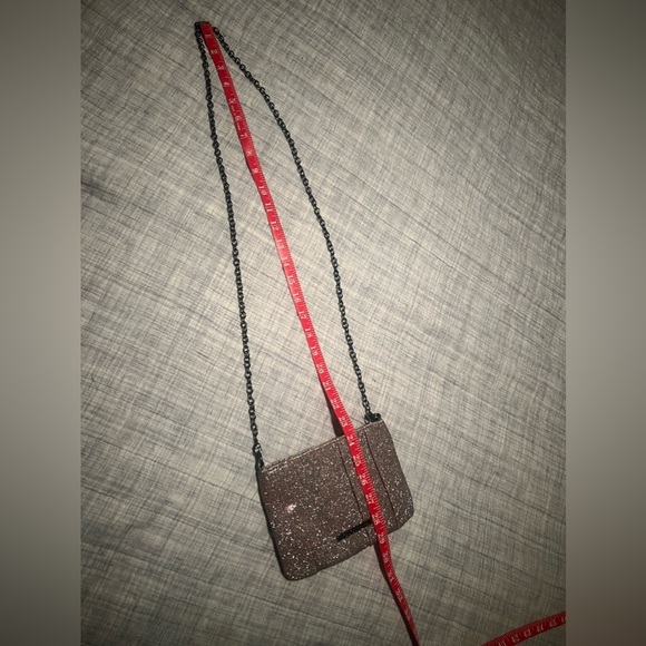 BCBGeneration Pink rose gold sparkle glitter shoulder purse with chain NWOT - Picture 7 of 11